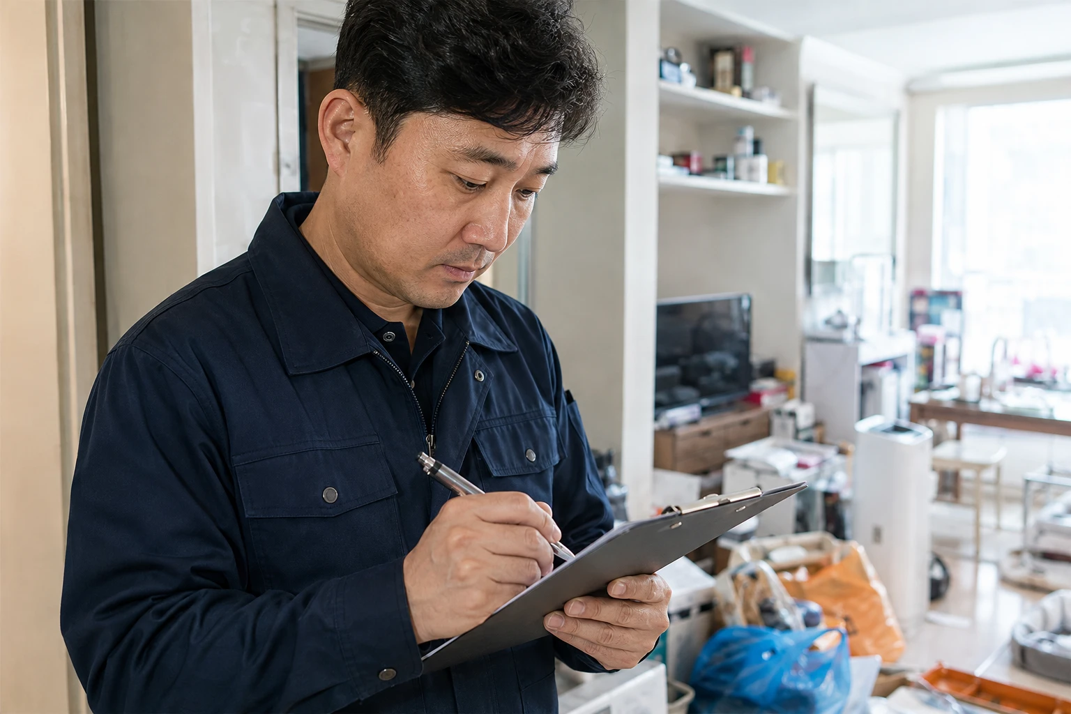 고독사 특수청소 현장을 확인하는 과정
